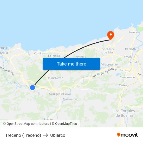 Treceño (Treceno) to Ubiarco map