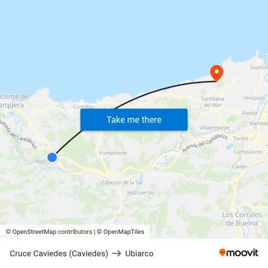 Cruce Caviedes (Caviedes) to Ubiarco map