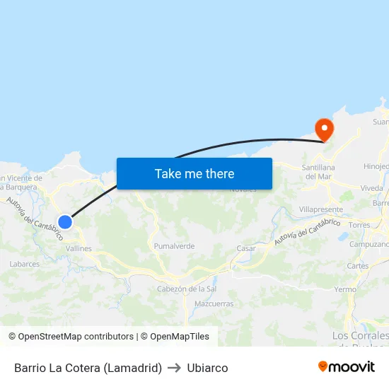 Barrio La Cotera (Lamadrid) to Ubiarco map
