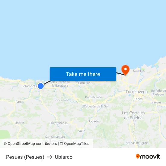 Pesues (Pesues) to Ubiarco map