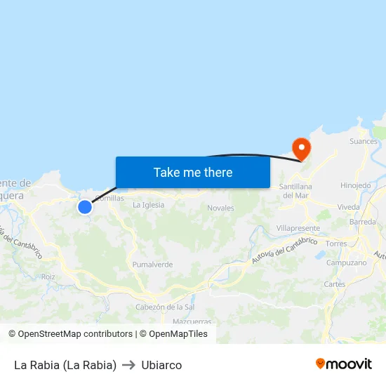 La Rabia (La Rabia) to Ubiarco map