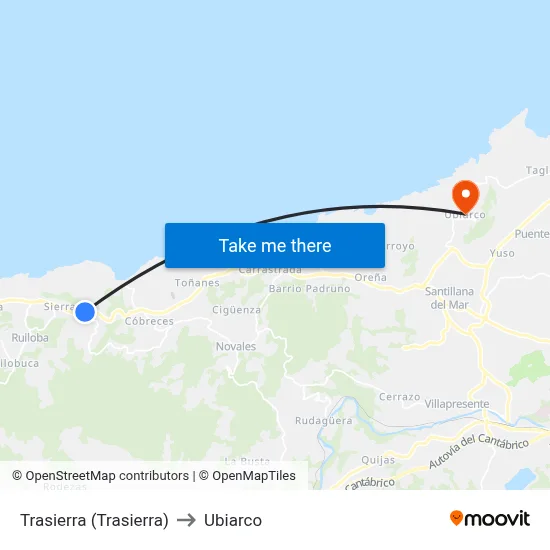 Trasierra (Trasierra) to Ubiarco map