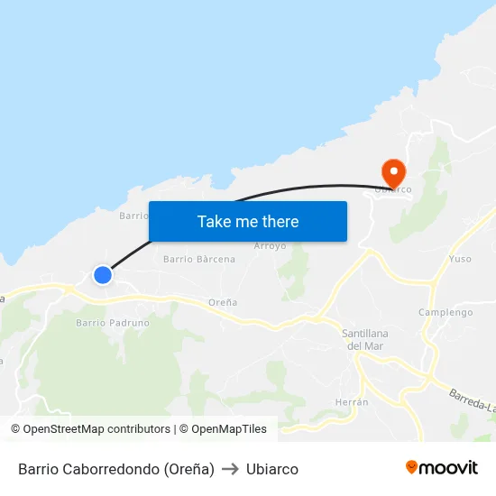 Barrio Caborredondo (Oreña) to Ubiarco map