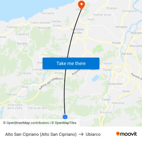 Alto San Cipriano (Alto San Cipriano) to Ubiarco map