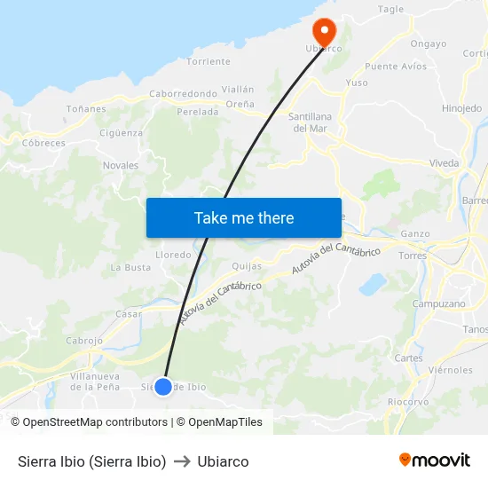 Sierra Ibio (Sierra Ibio) to Ubiarco map