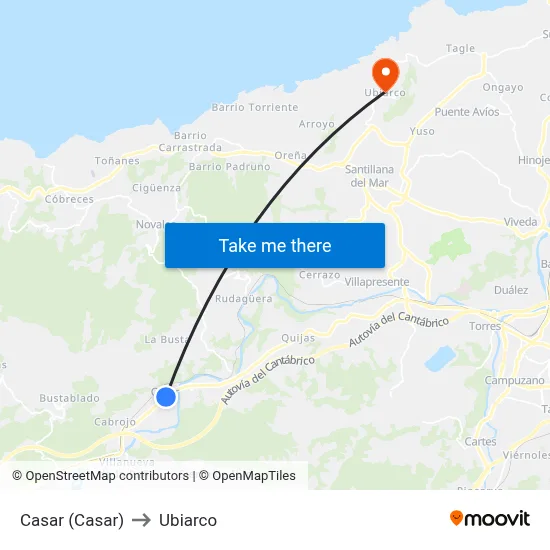 Casar (Casar) to Ubiarco map