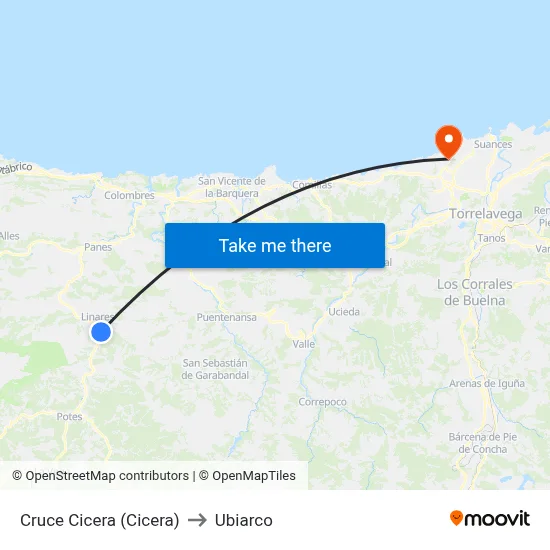 Cruce Cicera (Cicera) to Ubiarco map