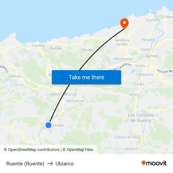 Ruente (Ruente) to Ubiarco map