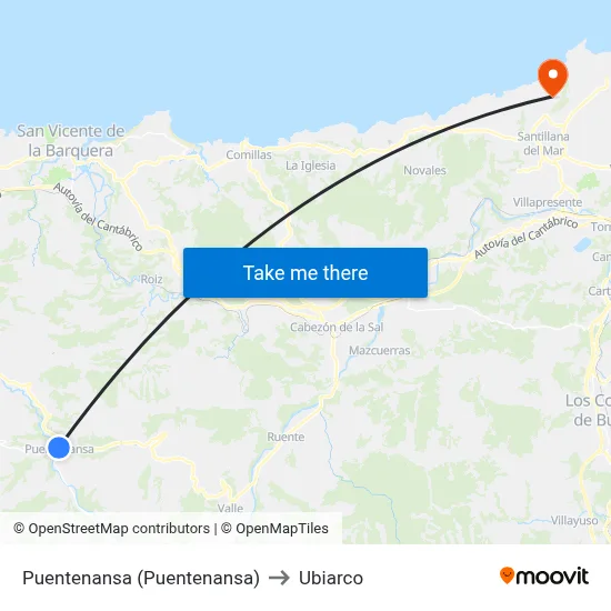 Puentenansa (Puentenansa) to Ubiarco map