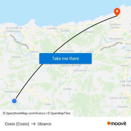 Cosio (Cosio) to Ubiarco map