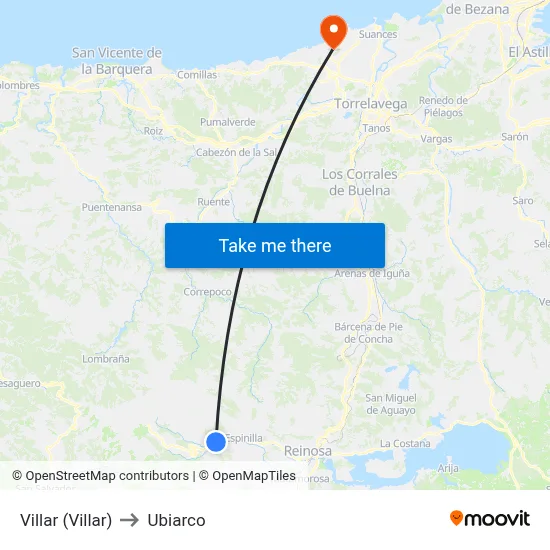 Villar (Villar) to Ubiarco map