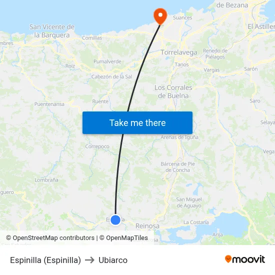 Espinilla (Espinilla) to Ubiarco map