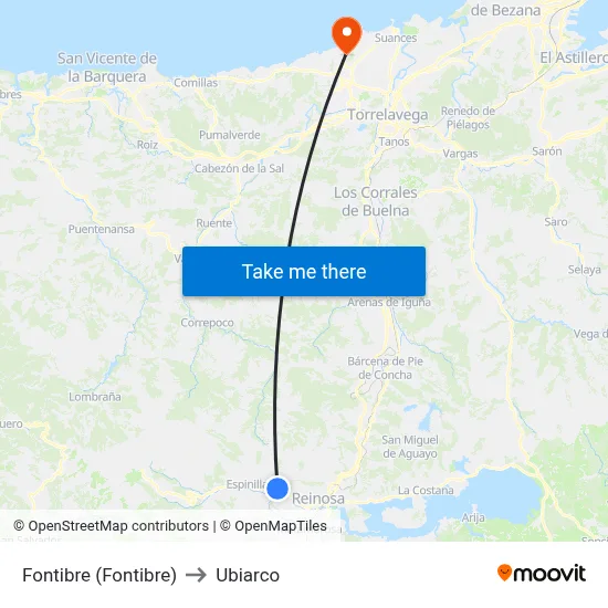 Fontibre (Fontibre) to Ubiarco map