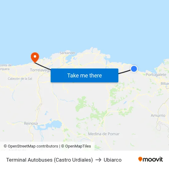 Terminal Autobuses (Castro Urdiales) to Ubiarco map
