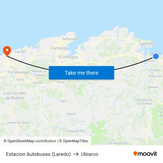 Estacion Autobuses (Laredo) to Ubiarco map
