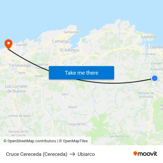 Cruce Cereceda (Cereceda) to Ubiarco map