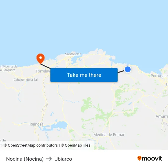 Nocina (Nocina) to Ubiarco map