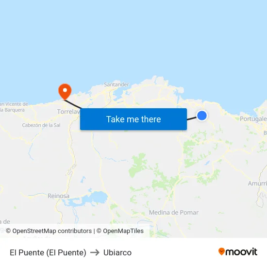 El Puente (El Puente) to Ubiarco map
