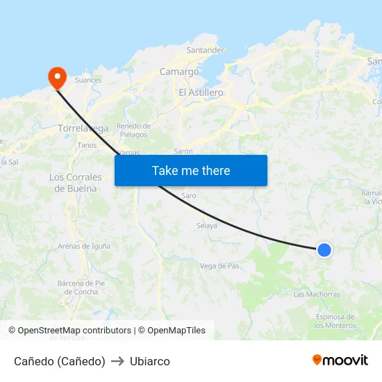 Cañedo (Cañedo) to Ubiarco map