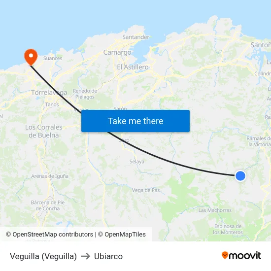 Veguilla (Veguilla) to Ubiarco map