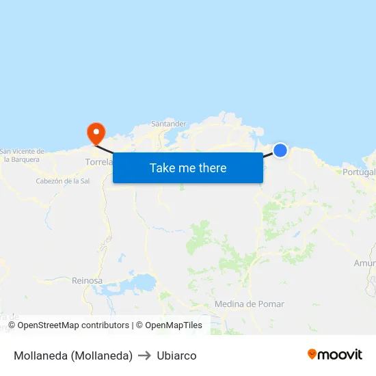 Mollaneda (Mollaneda) to Ubiarco map