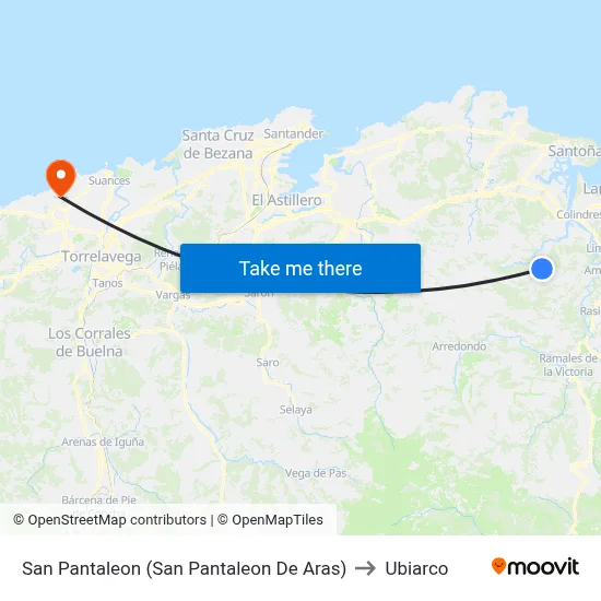 San Pantaleon (San Pantaleon De Aras) to Ubiarco map