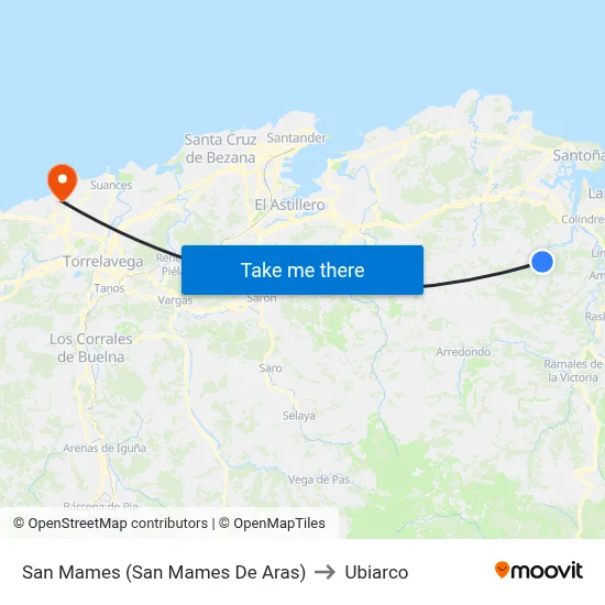 San Mames (San Mames De Aras) to Ubiarco map