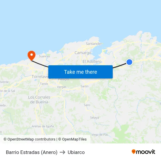 Barrio Estradas (Anero) to Ubiarco map