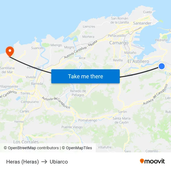 Heras (Heras) to Ubiarco map