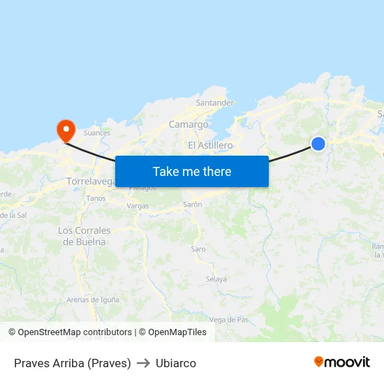 Praves Arriba (Praves) to Ubiarco map