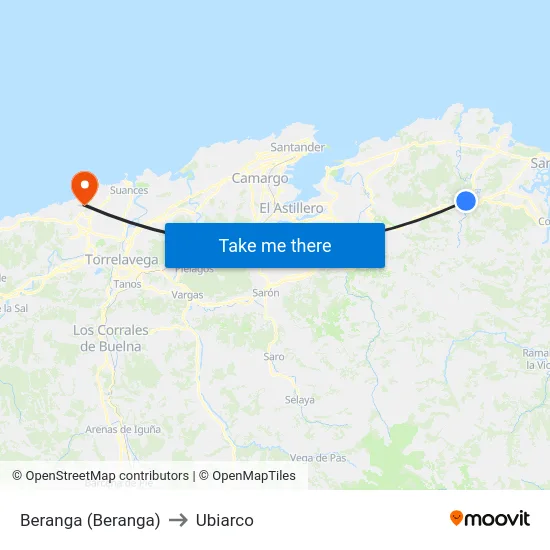 Beranga (Beranga) to Ubiarco map