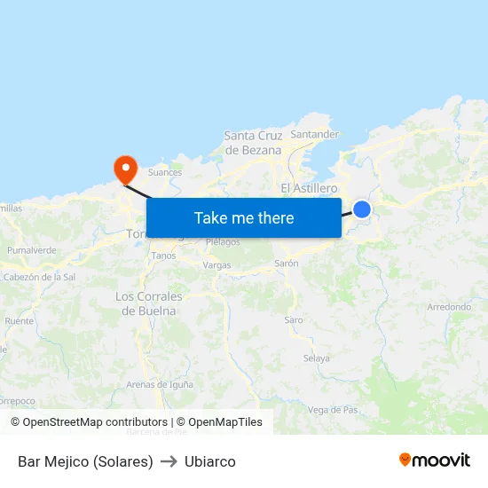 Bar Mejico (Solares) to Ubiarco map