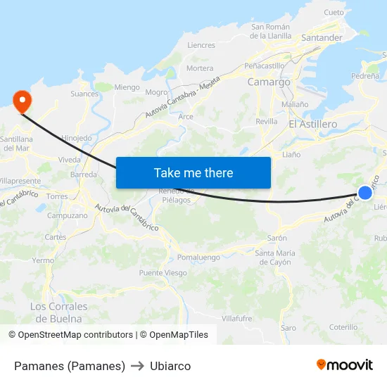 Pamanes (Pamanes) to Ubiarco map