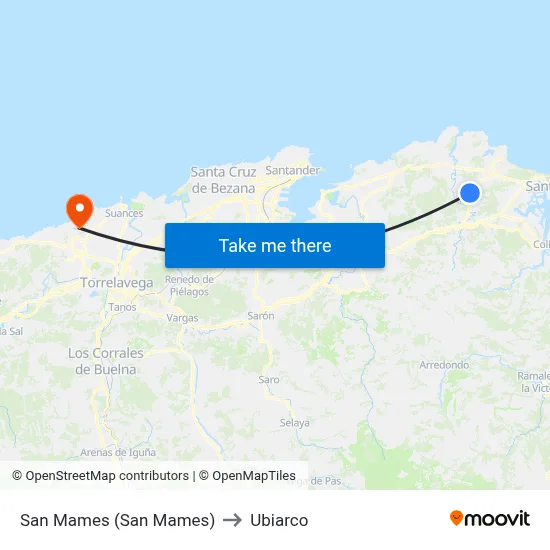 San Mames (San Mames) to Ubiarco map