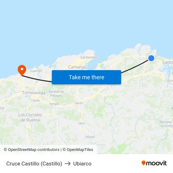 Cruce Castillo (Castillo) to Ubiarco map