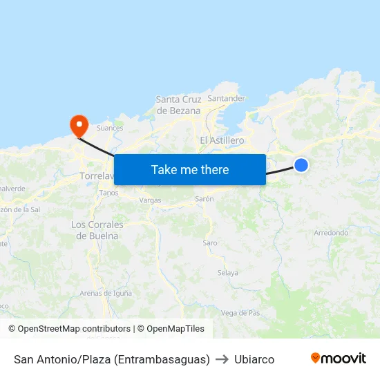 San Antonio/Plaza (Entrambasaguas) to Ubiarco map