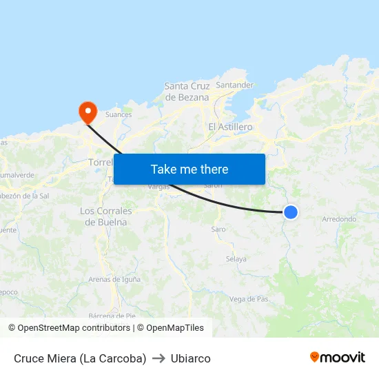 Cruce Miera (La Carcoba) to Ubiarco map