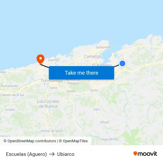 Escuelas (Aguero) to Ubiarco map