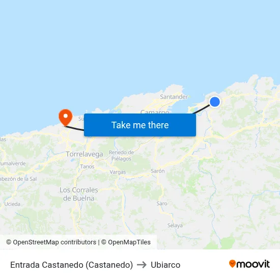 Entrada Castanedo (Castanedo) to Ubiarco map