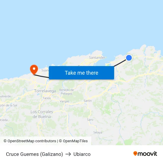 Cruce Guemes (Galizano) to Ubiarco map