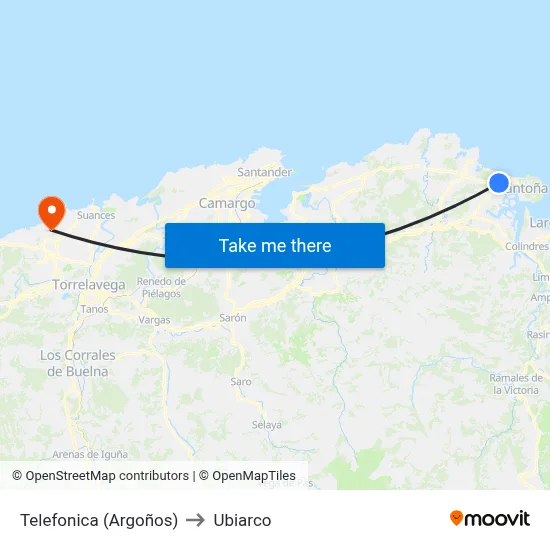 Telefonica (Argoños) to Ubiarco map