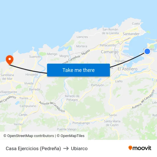 Casa Ejercicios (Pedreña) to Ubiarco map