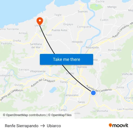 Renfe Sierrapando to Ubiarco map