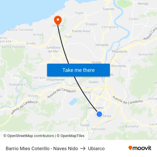 Barrio Mies Coterillo - Naves Nido to Ubiarco map