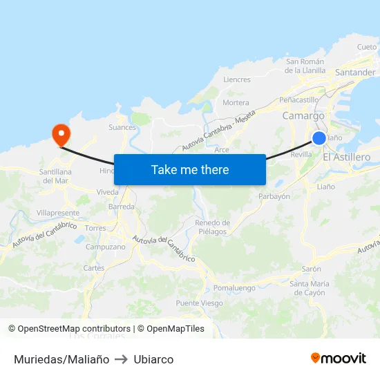 Muriedas/Maliaño to Ubiarco map