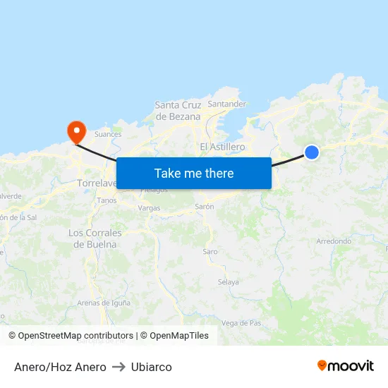 Anero/Hoz Anero to Ubiarco map