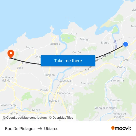 Boo De Pielagos to Ubiarco map