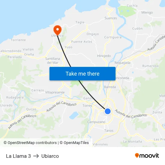 La Llama 3 to Ubiarco map