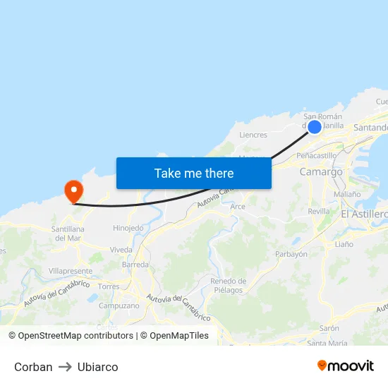 Corban to Ubiarco map