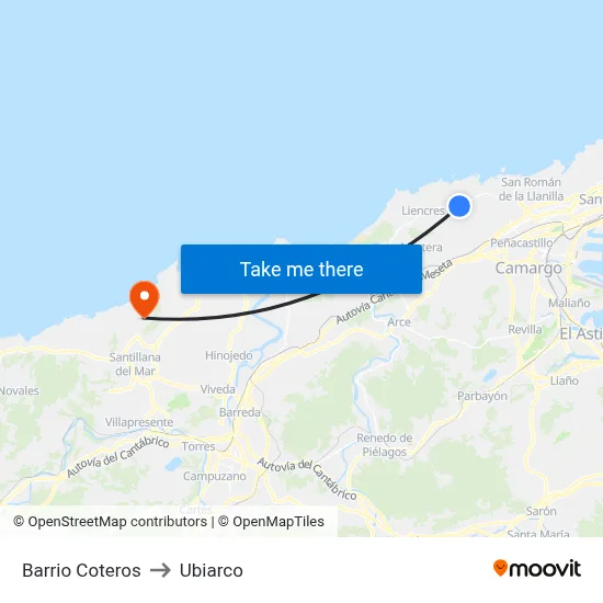 Barrio Coteros to Ubiarco map